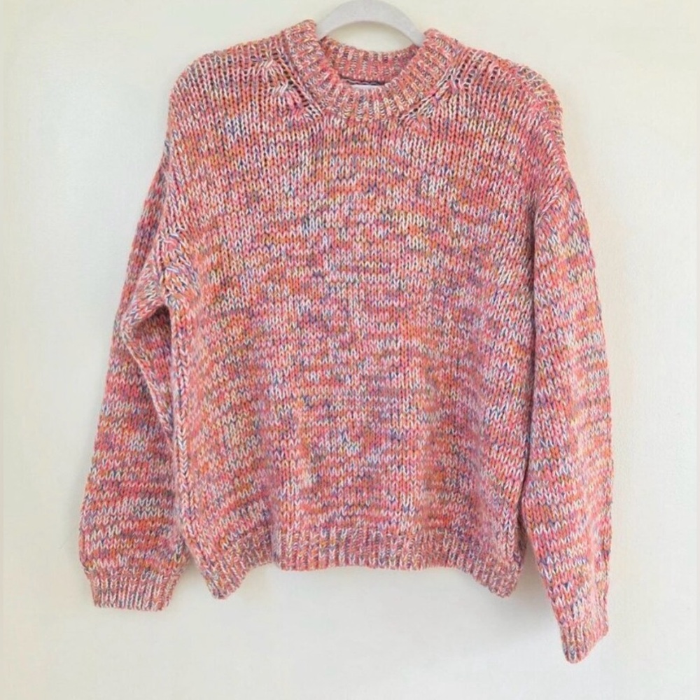 Velvet Multicolor Marled Crewneck Sweater - Pink Blend
